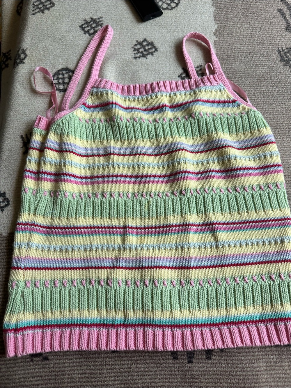 Ralph Lauren Pastel Striped Knit Tank Top - Pink, Yellow & Green - Picture 1 of 4